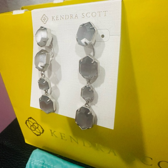 Kendra Scott; Ruthie Convertible Earrings, Slate Gray Cats Eye